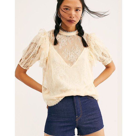 NEW Free People Secret Admirer Lace Blouse Top $98 - Picture 8 of 10